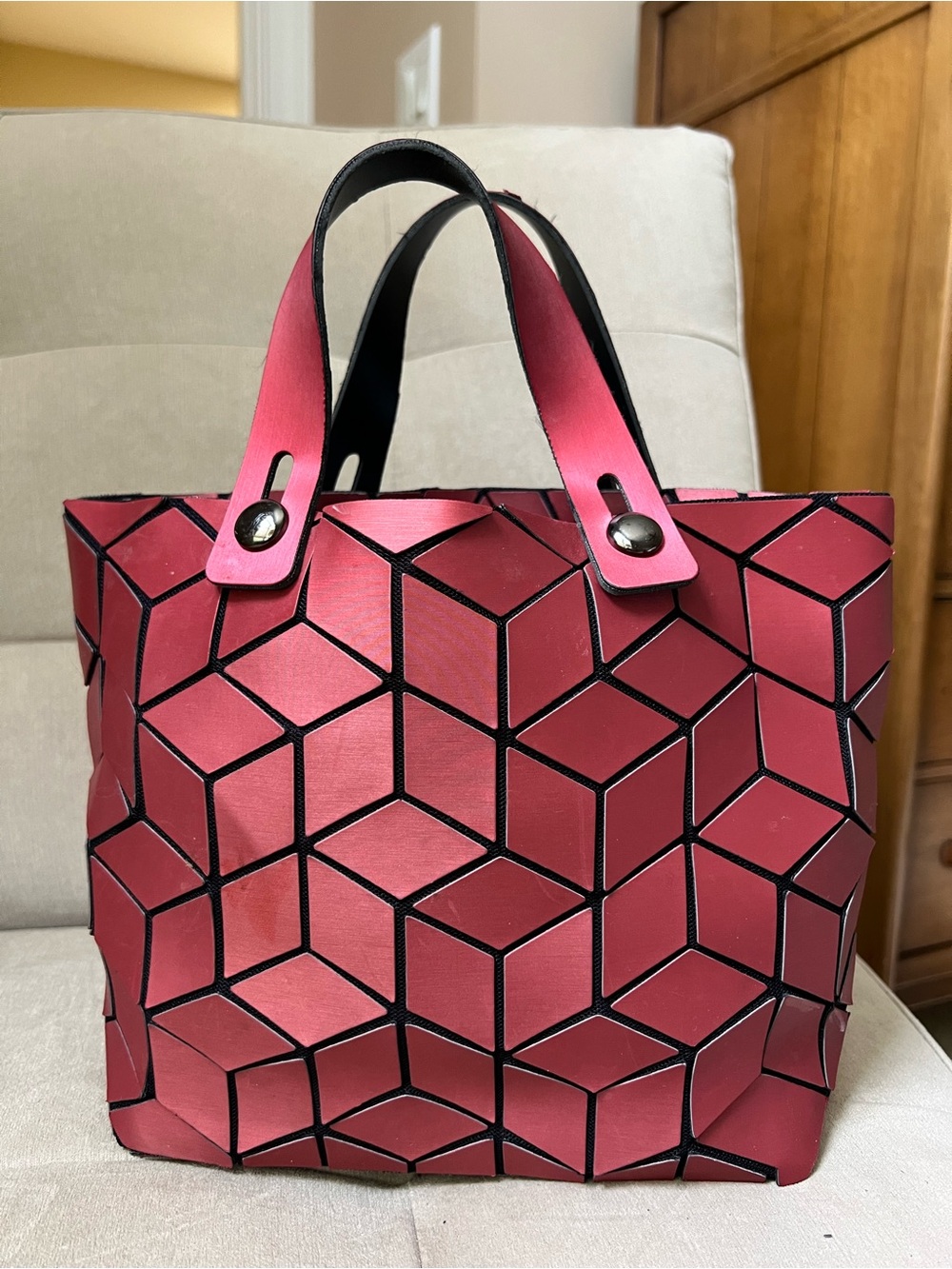 Women's Geometric Pink Tote Bag